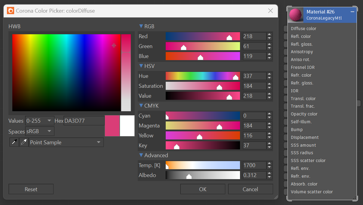 How to use the Corona Color Picker - 3ds Max? – Chaos Help Center